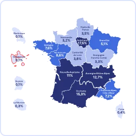 Infographie des employeurs relevant des annexes 8 et 10  en Guadeloupe en 2024